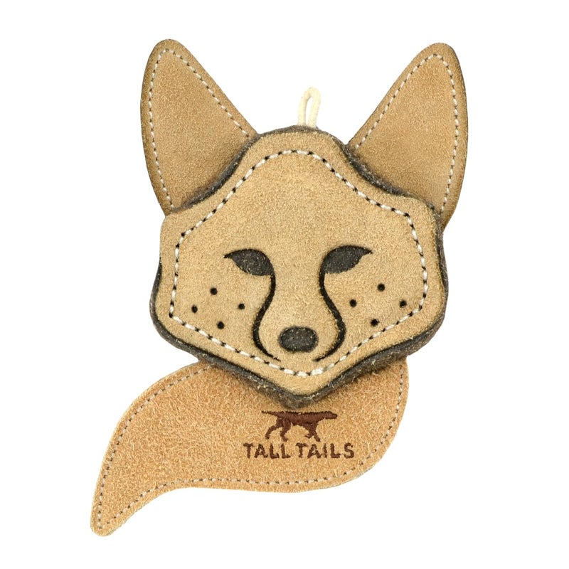 Tall Tails Dog Natural Leather Scrappy Fetch Toy for Dogs, Fox - Image 1